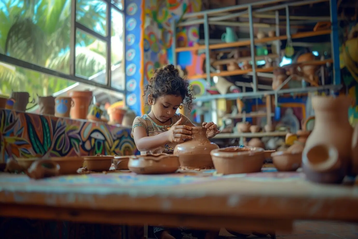 職人的な作業をしている子ども